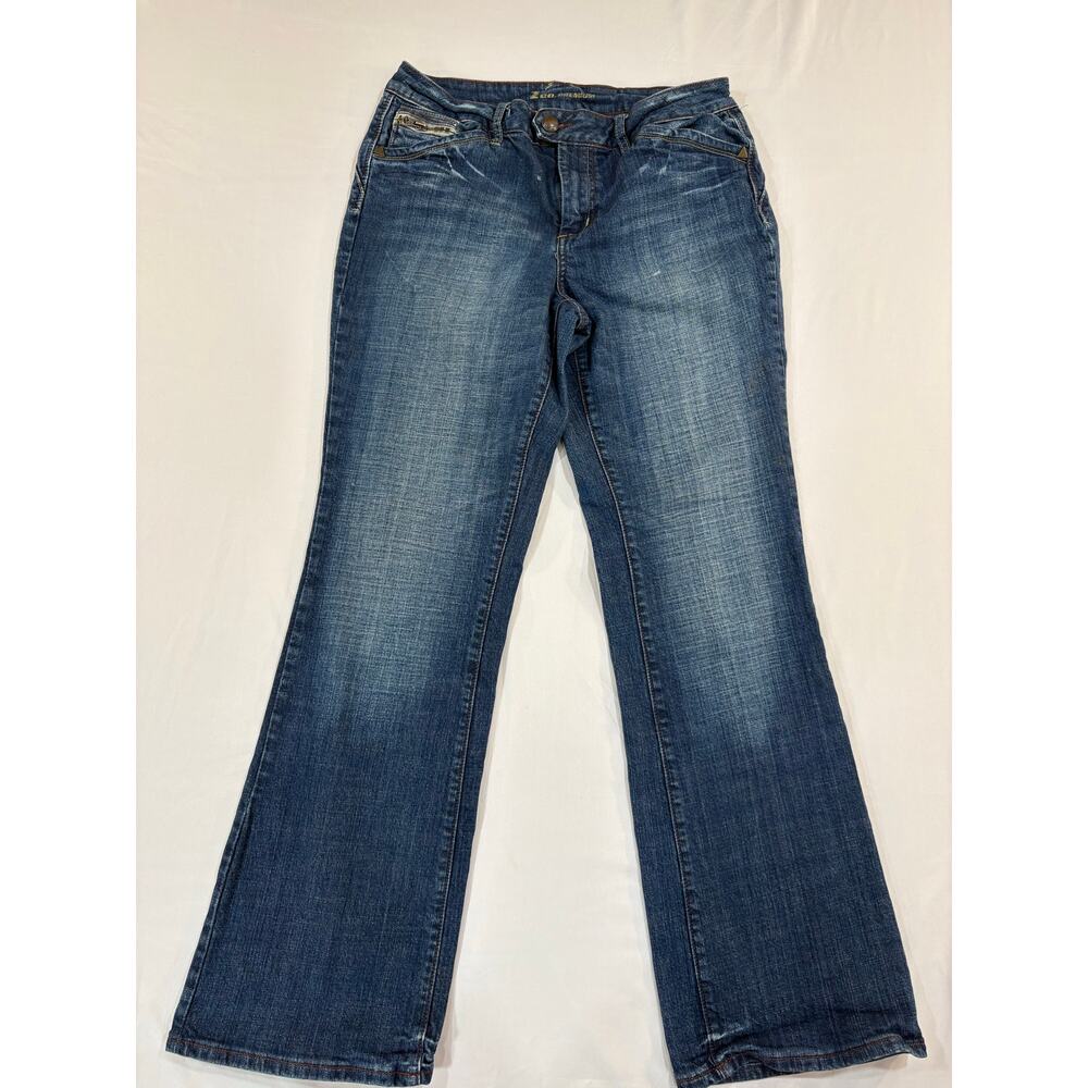 Z Co. Premium Flare Leg Y2K Dark Faded Denim Jeans Size 12